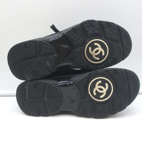 Chanel 10B CC Low Top Sneakers Black Mesh & Leather Size 36 - Picture 15 of 15
